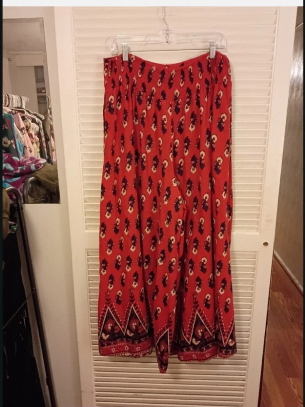 Free People Red Printed Wide-Leg Palazzo Pants